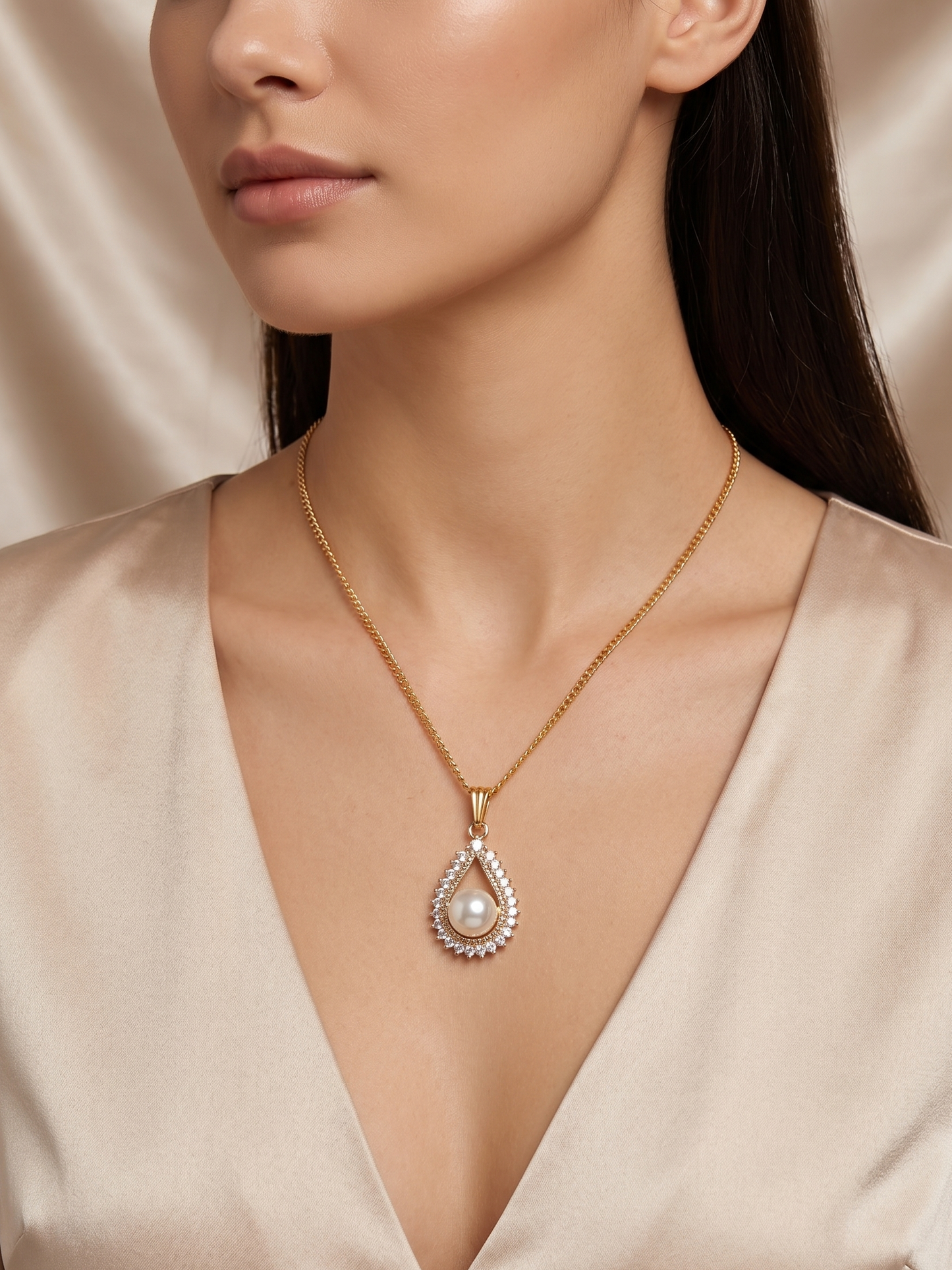 Seraphina Crystal Pavé Pendant – Classic Gold Statement Necklace