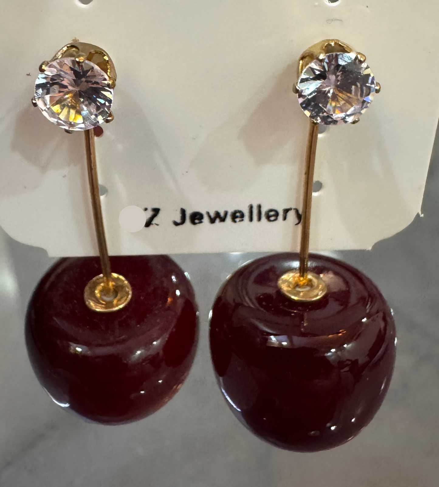 The Amuse-Bouche Cherry Studs – 18k Gold-Plated Solitaire & Deep Crimson Drop Earrings