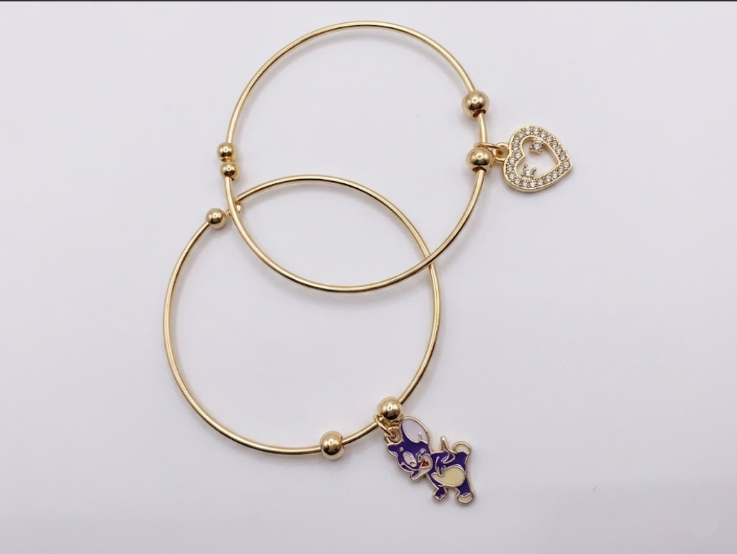 The Twilight Magic Set – 18k Gold-Plated Purple Pixie & Filigree Heart Bangles