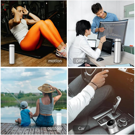 Smart LED Temperature Display Water Bottle (500ml - Matte Black)