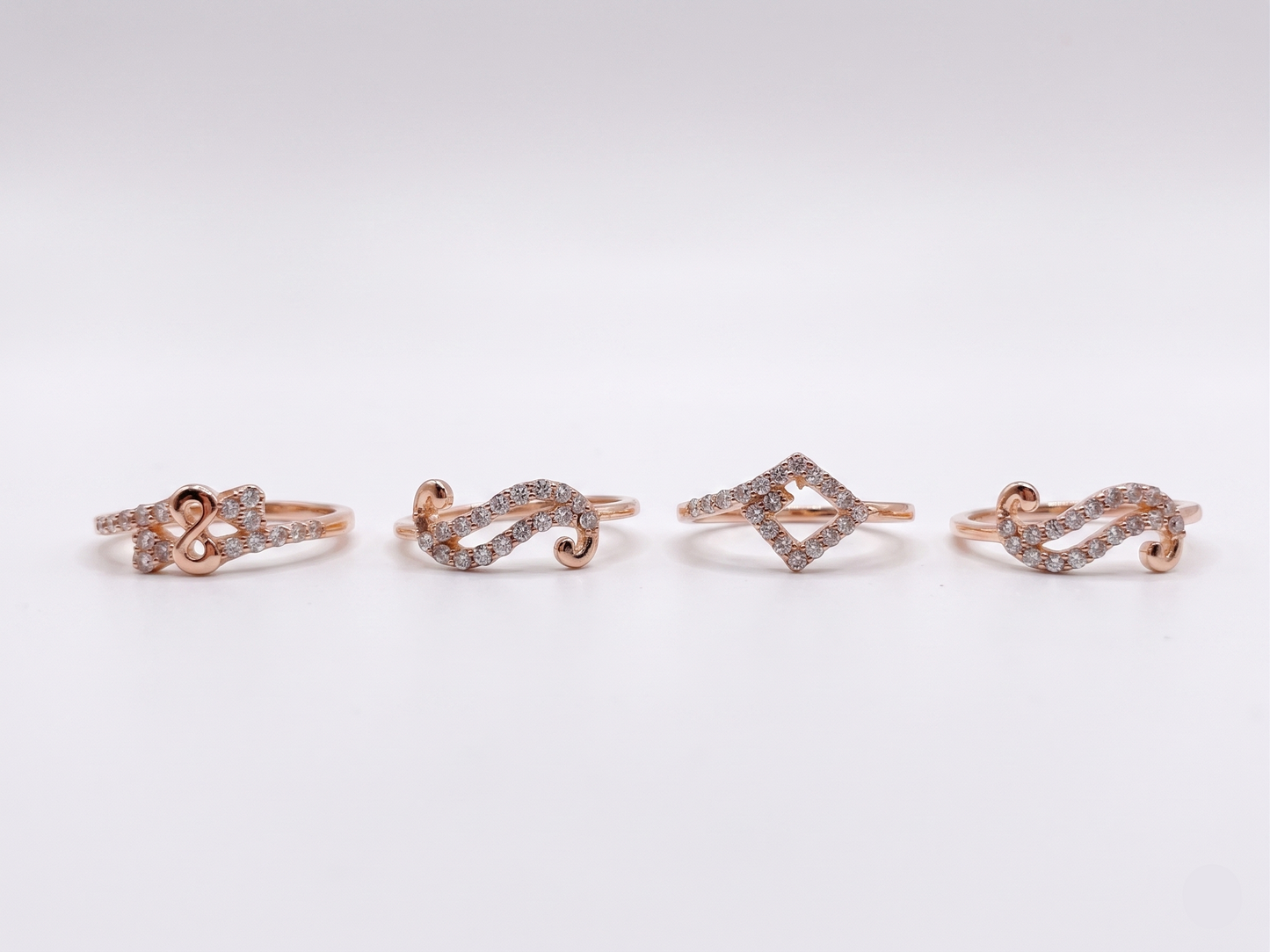 Empress Geometric Pavé Ring Set – Rose Gold Luxury Collection [Set of 4]