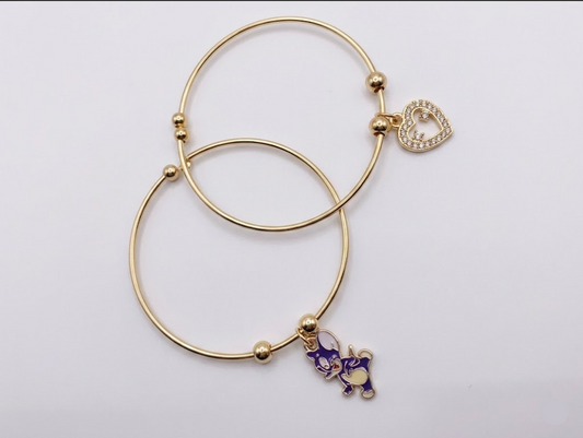 The Twilight Magic Set – 18k Gold-Plated Purple Pixie & Filigree Heart Bangles
