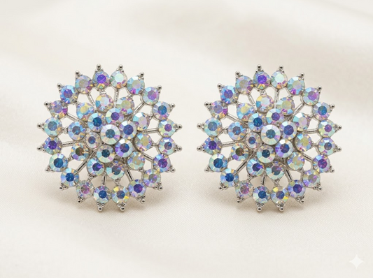 The Crescent Aura Chaandbalis – Shimmering Crystal Motif Statement Earrings