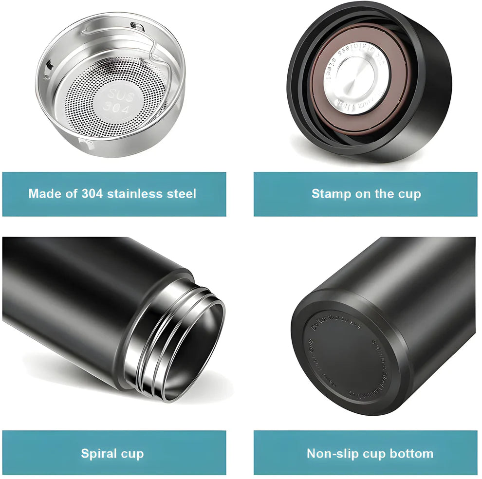 Smart LED Temperature Display Water Bottle (500ml - Matte Black)