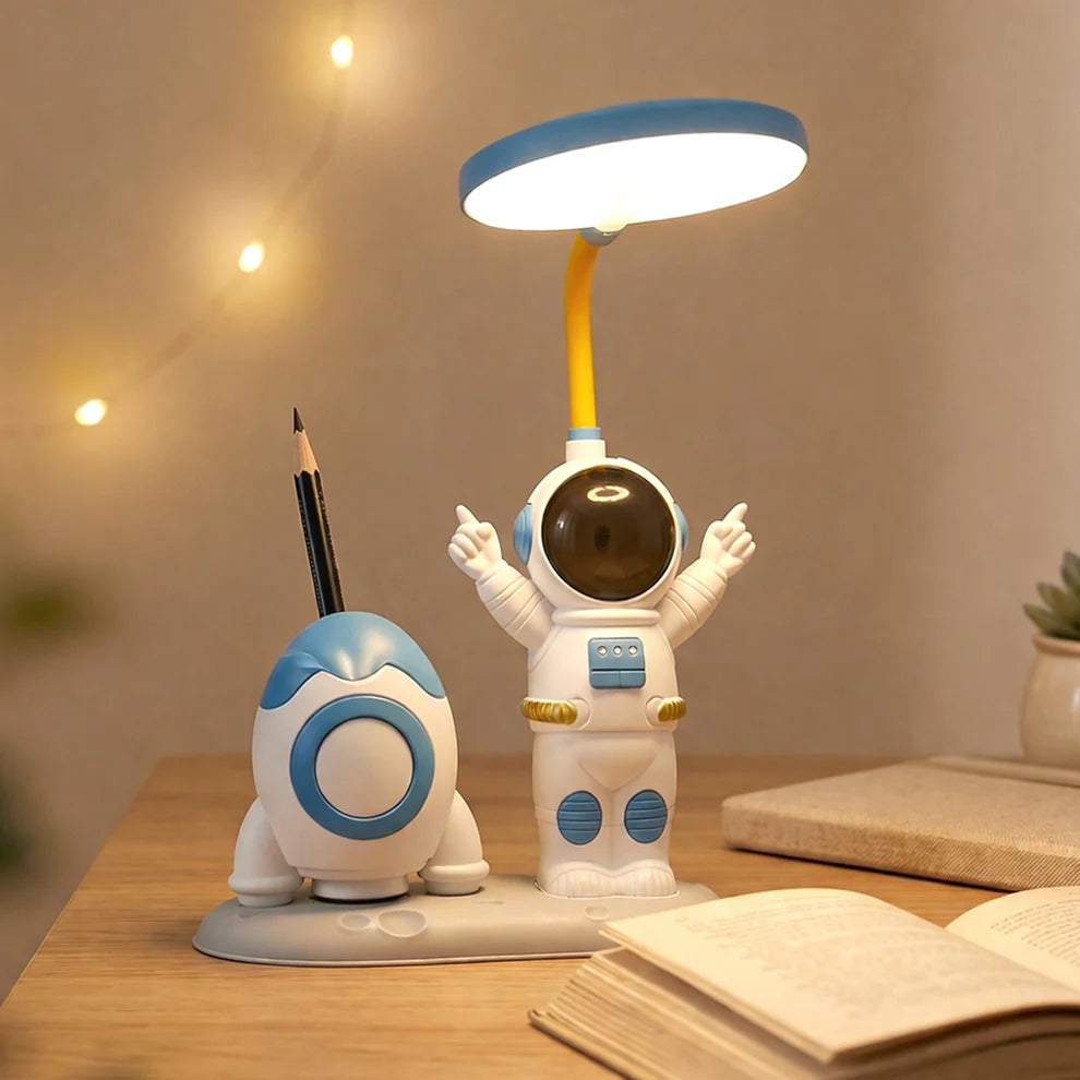 Kids Astronaut LED Study Table Lamp - Rechargeable with Sharpener