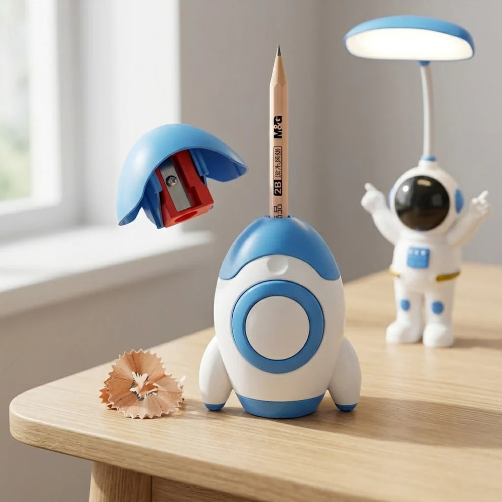 Kids Astronaut LED Study Table Lamp - Rechargeable with Sharpener